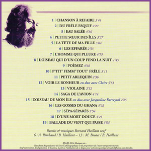 verso de la pochette du disque Antoine Fetet chante Bernard Haillant